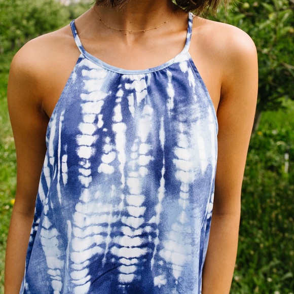 Blue Fern Tie Dye Halter Dress - Picture 5 of 9